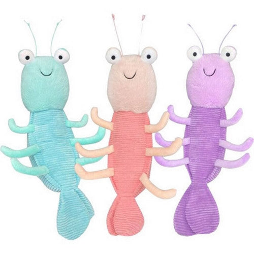 Multipet, Multipet Gumbo Shrimp Plush Dog Toy, 15 Inches, Lavendar/Teal/P