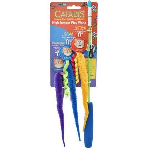Multipet Catabis High Jumper Wand Cat Toys Medium,Blue/Red/Purple by Multipet