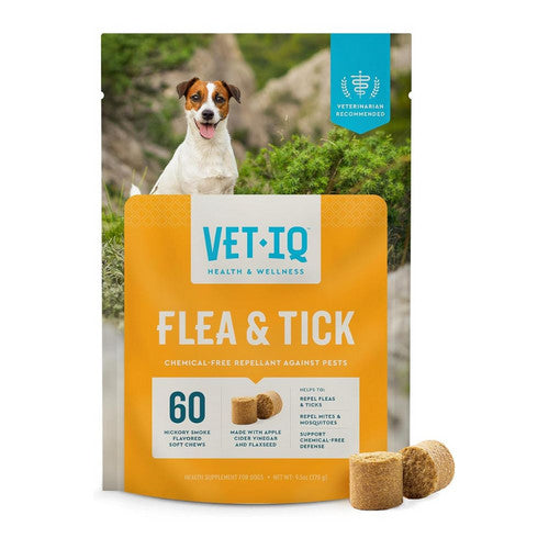 VetIQ, Vetiq Flea & Tick Soft Chew For Dogs, 9.5 Oz / 60 Count, HICKORY SMOKED