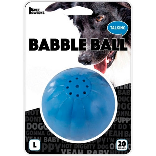 Talking Babble Ball Dog Toy Large,Blue by Pet Qwerks