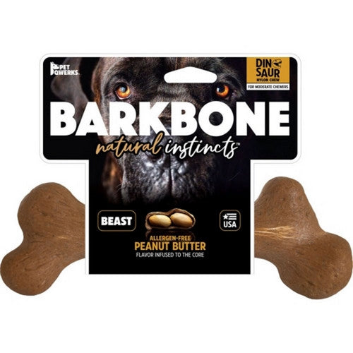 Dinosaur Barkbone Usa Wood Dog Chew BEAST,Peanut Butter by Pet Qwerks