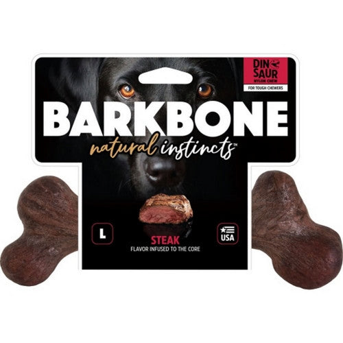 Dinosaur Barkbone Usa Extreme Dog Chew Large,Steak by Pet Qwerks