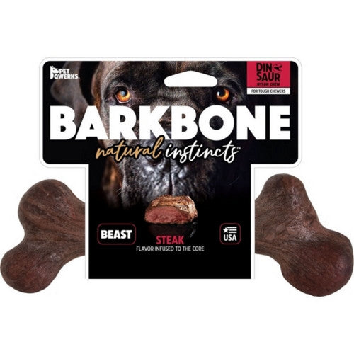 Dinosaur Barkbone Usa Extreme Dog Chew BEAST,Steak by Pet Qwerks