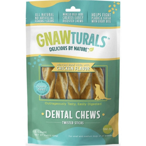 Gnawturals, Gnawturals Dental Chews Twisted Stick, Medium/5 Count,CHICKEN