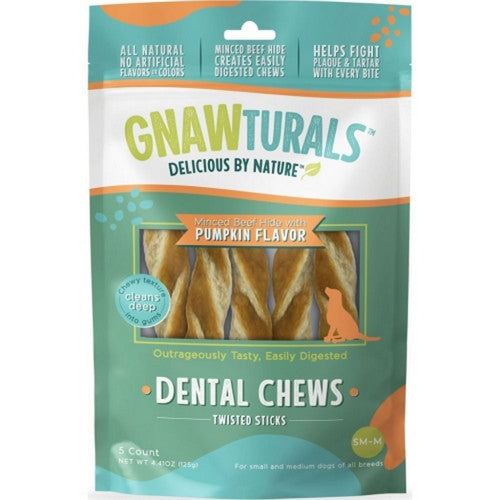Gnawturals Dental Chews Twisted Stick Medium/5 Count,PUMPKIN by Gnawturals