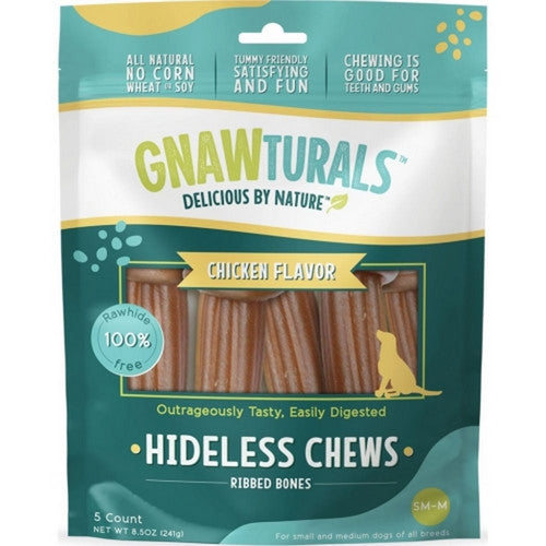 Gnawturals Hideless Chews Ribbed Bone Medium/5 Count,CHICKEN by Gnawturals