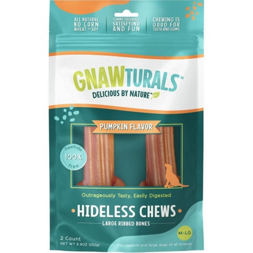 Gnawturals Hideless Chews Ribbed Bone Large-2 Count,PUMPKIN by Gnawturals