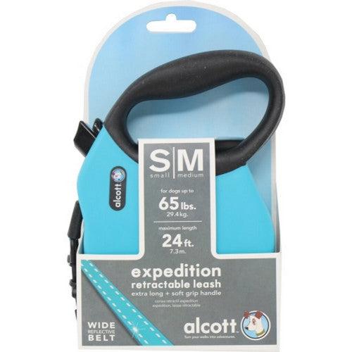 Alcott Expedition Retractable Belt Leash SM/MD-24 Feet,Blue by Bamboo Groom