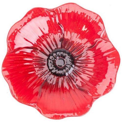 Audubon, Glass Birdbath W/Stand, 16 Inches, Red Poppy