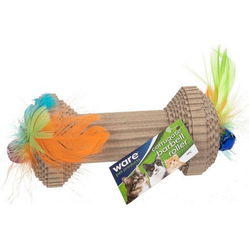 Corrugated Barbell Roller Cat Toy 6X3X3 IN by Ware