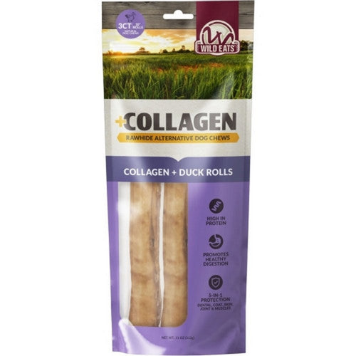 Wild Eats Collagen Retriever Rolls 10 IN-3 Pack,Duck by Wild Eats