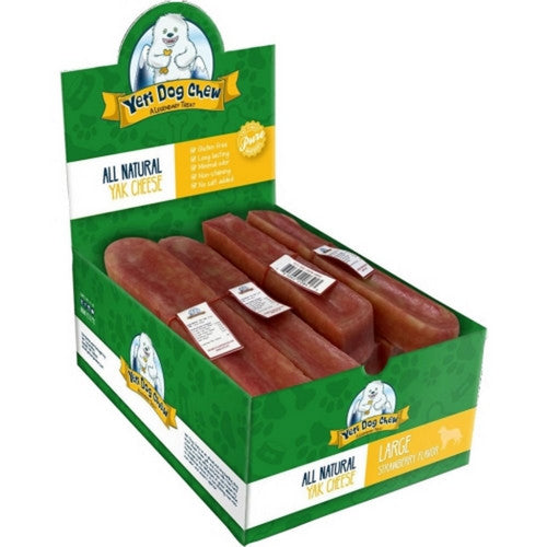 Yeti Pet Products, Yeti Dog Chew Flavored Bulk Box, 3.5Oz, Large, Strawberry (Case Of 14)