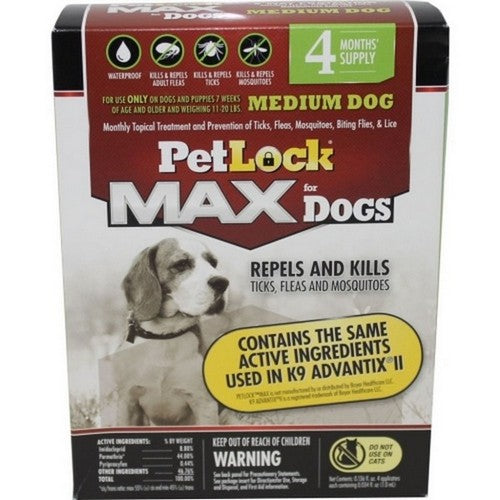 Petlock Max Flea & Tick Control For Dogs 11-20 Lbs / 4 Pack by Petlock Max