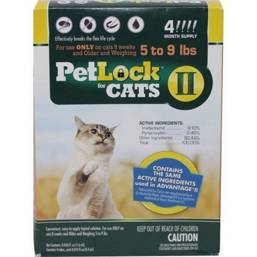 Petlock Ii Flea & Tick Control For Cats 5-9 Lbs / 4 Pack by Petlock Max