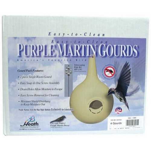 Heath, Purple Martin Gourd, Large-4 Pack,White