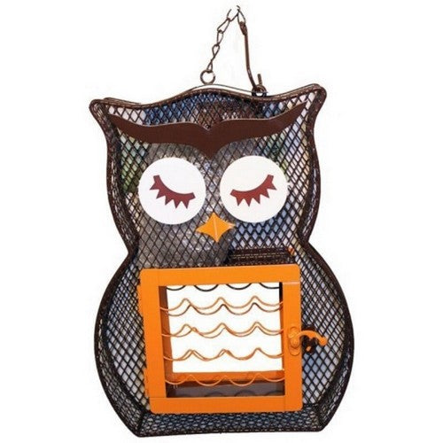 Suet 'N Seed Feeder Owl 2 CAKE CAP,Brown by Heath