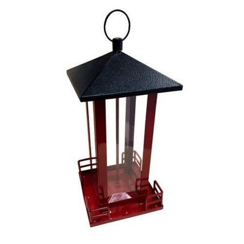 Heath, Metal Roof Bird Feeder, 3 LB CAP,Red/Black
