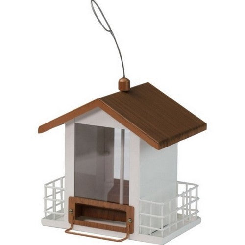 Heath, Double Suet Hopper Bird Feeder, 2 CAKE CAP,White/Brown