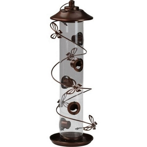 Heath, Butterfly Swirl Mixed Tube Bird Feeder, 2 CAKE CAP,Brown