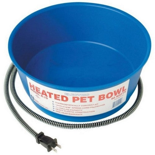 Plastic Heated Pet Bowl Round 1.5 Gallons / 60 Watt,Blue by Farm Innovators