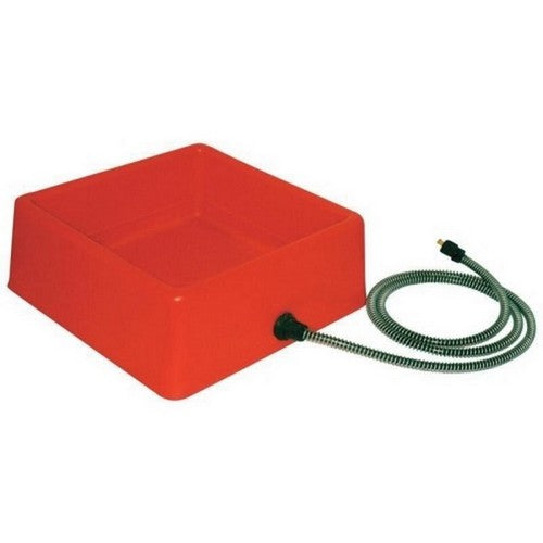 Plastic Heated Pet Bowl Square 1.25 Gallons / 60 WAT,Red by Farm Innovators