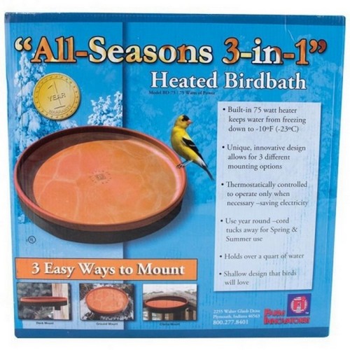 All Seasons 3-In-1 Heated Birdbath 75 Watt,Terracotta by Farm Innovators