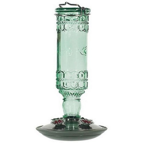 Perky-Pet, Antique Glass Bottle Hummingbird Feeder, 10 Oz CAP, Green