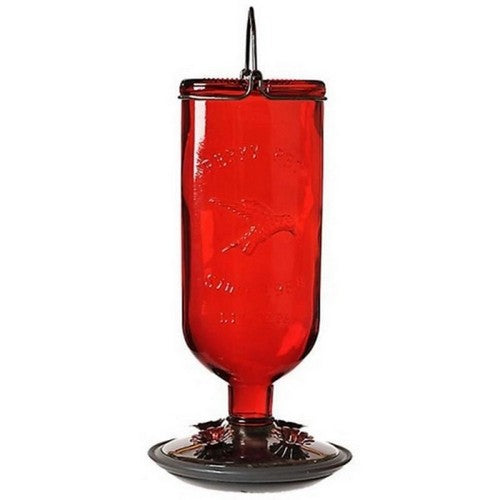 Perky-Pet, Antique Glass Bottle Hummingbird Feeder, 16 Oz CAP, Red