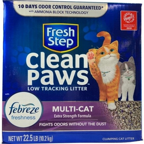 Scoop Away, Fresh Step Clean Paws Multi-Cat Litter W/Febreze, 22.5 Lbs