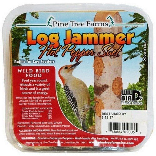Pine Tree Farms, Pine Tree Farms Log Jammer Suet Plugs, 9.4 Oz / 3 Pack, Hot Pepper
