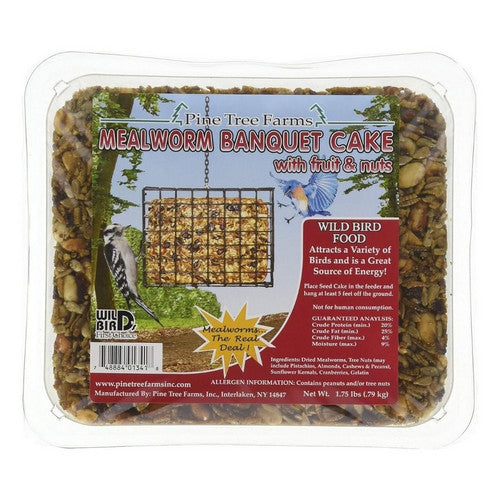 Pine Tree Farms, Pine Tree Farms Mealworm Banquet Large Seed Cake, 1.75 Lbs,Fruit/Nut