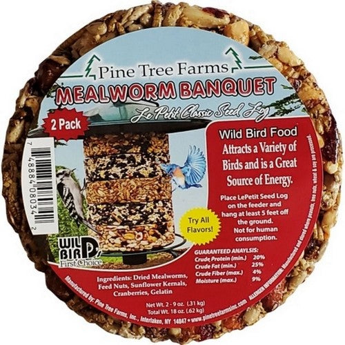 Pine Tree Farms, Pine Tree Farms Le Petit Classic Seed Log, 9 Oz / 2 Pack, Mealworm