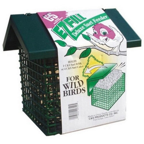 C&S E-Z Fill Deluxe Suet Feeder W/Roof 6 X 6.25 X 6.25 Inches,Green by C&S