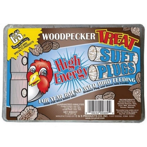 C&S Woodpecker Treat Suet Plugs 12 Oz, High Energy by C&S