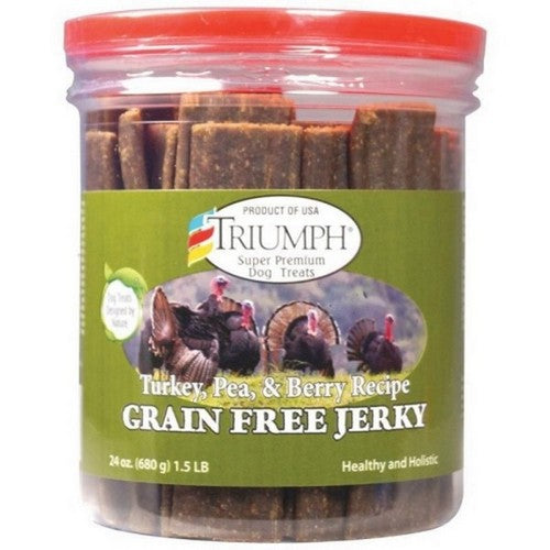 Triumph Grain Free Jerky Dog Treats 24 Oz, Turkey/Pea/Berr by Buttons And Bows