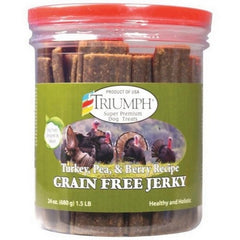 Triumph Grain Free Jerky Dog Treats 24 Oz, Turkey/Pea/Berr by Buttons And Bows