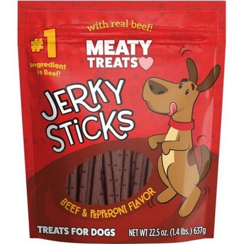 Buttons And Bows, Meaty Treats Jerky Sticks, 22.5 Oz, Beef/Pepperoni