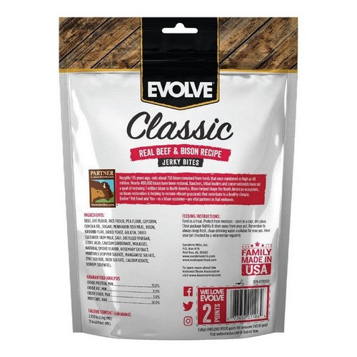 Buttons And Bows, Evolve Classic Jerky Bites Beef Bison, 12 Oz