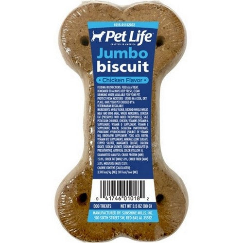 Buttons And Bows, Pet Life Super Single Jumbo Biscuit, 3.5 Oz, Chicken (Case Of 20)