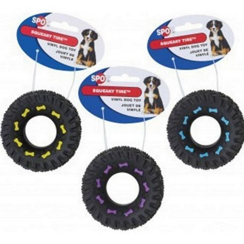 Pup Ice, Spot Vinyl Squeaky Tire, 3.5 Inches, Assorted