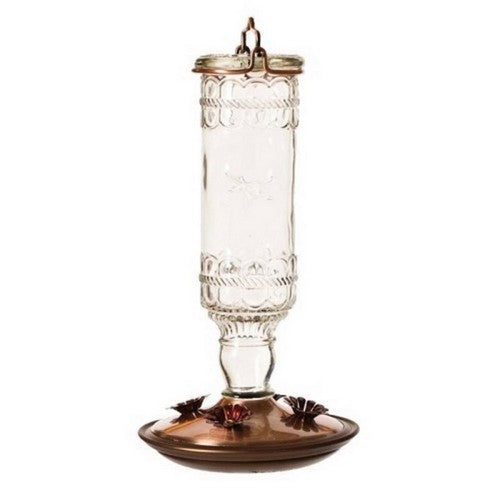 Perky-Pet, Antique Glass Bottle Hummingbird Feeder, 10 Oz CAP, Clear