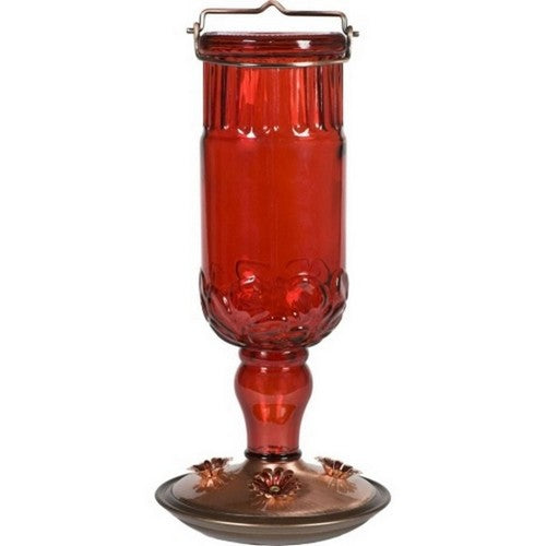 Perky-Pet, Antique Glass Bottle Hummingbird Feeder, 24 Oz CAP, Red