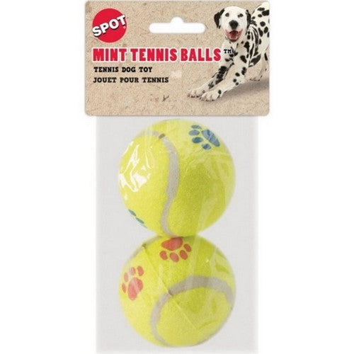 Pup Ice, Spot Paw Print Tennis Balls, 2.5 IN-2 Pack,Mint