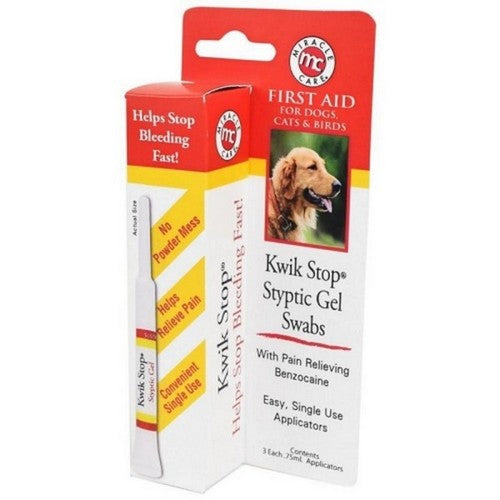 Kwik Stop Styptic Gel Swabs W/Benzocaine .75 ML-3 Pack by Miracle Care