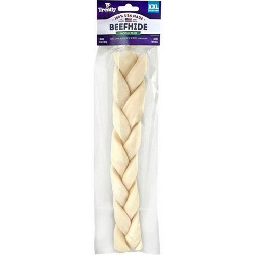 Treatly, Treatly 100% Usa Beefhide Braids W/Header Card, 12 IN-1 Pack,Natural