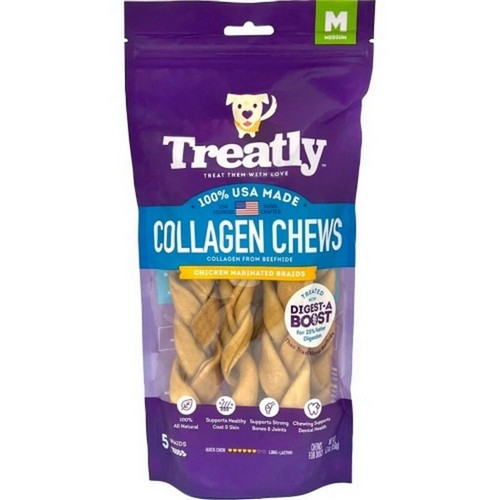 Treatly, Treatly Usa  Collagen Braids, 6 IN-5 Pack,Chicken