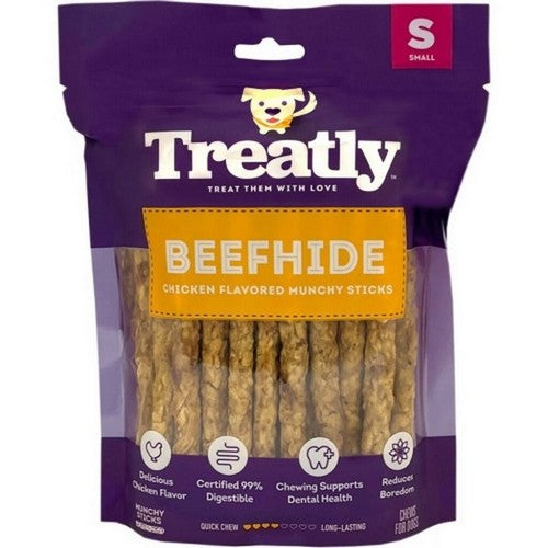 Treatly, Treatly Beefhide Munchy Sticks, Small-40 Pack,Chicken
