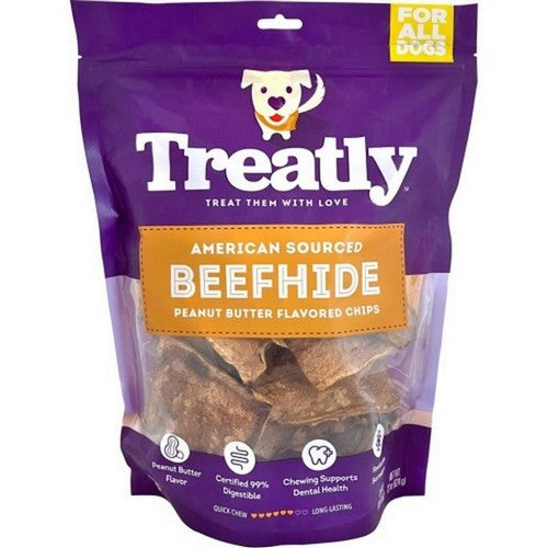 Treatly American Beefhide Chips 22 Oz, Peanut Butter by Treatly
