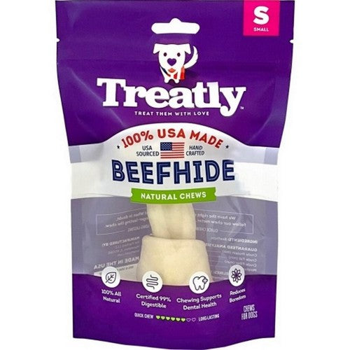 Treatly, Treatly 100% Usa Beefhide Bone W/Header Card, 5 IN-1 Pack,Natural