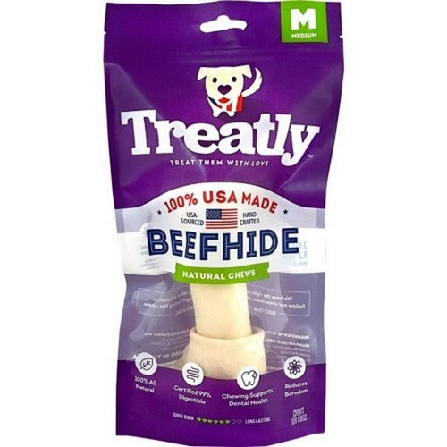 Treatly, Treatly 100% Usa Beefhide Bone W/Header Card, 7 IN-1 Pack,Natural